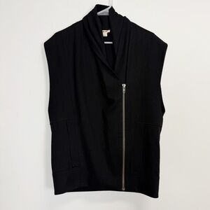 Helmut Lang Sonar Vest Womens P XS Black Side Zip Wool Dropped Shoulder